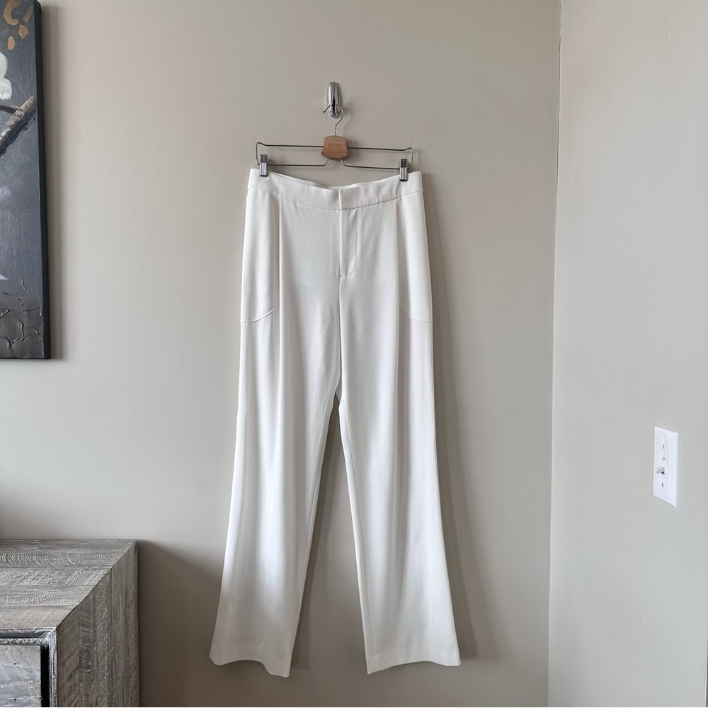 DEREK Lam 10 Crosby-Off White High Rise Stretch Crepe Long Trousers (Size:8)